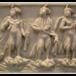"Harpies". Engraving from Terme di Diocleziano, Rome. (4th century).
