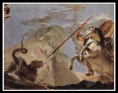 "Bellerophon, riding Pegasus, slaying the Chimera" by Giovanni Battista Tiepolo. 18th century.