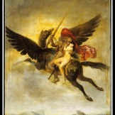 Hippogriff. The painting Roger délivrant Angélique by Louis-Édouard Rioult (1824) depicts the scene of Orlando Furioso where Ruggiero rescues Angelique while riding on a hippogriff.