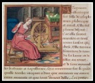 Filage à la quenouille.  Boccace - "Le Livre des cleres et ευγενείς femmes" - 15ο αιώνα.