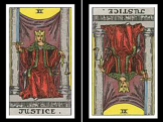 Justice Card: Upright and Reversed.