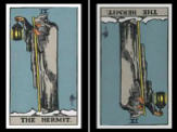 The Hermit Card. Upright and Reversed.